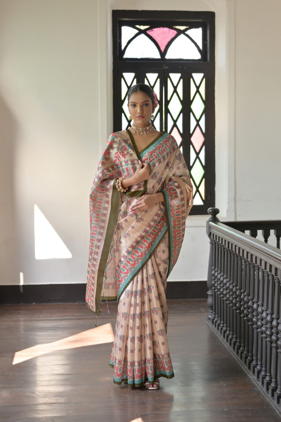 Product Image - Designer Tussar Silk Saree with Madhubani Prints - Festive & Wedding Wear
