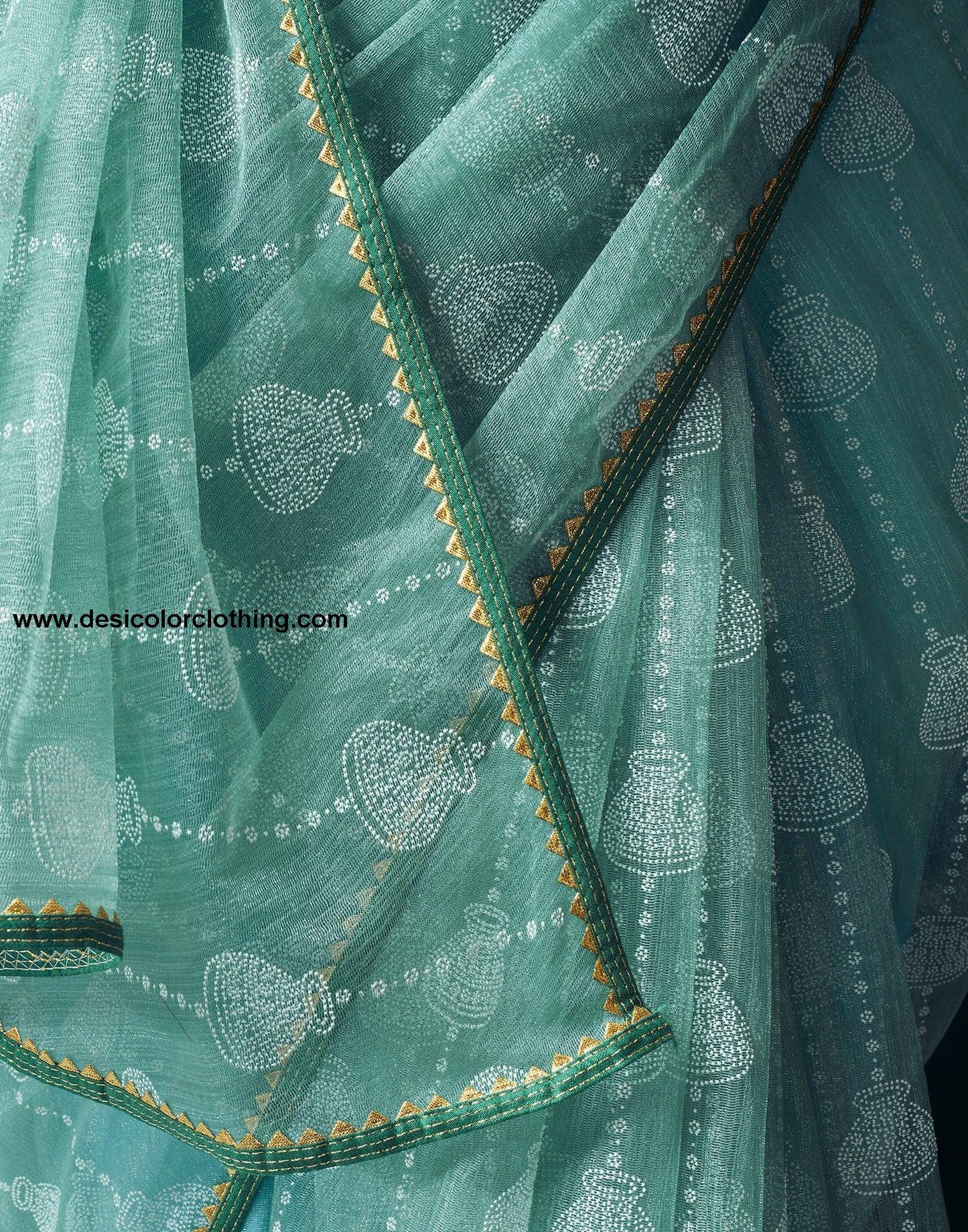 Blue Net Plain Saree