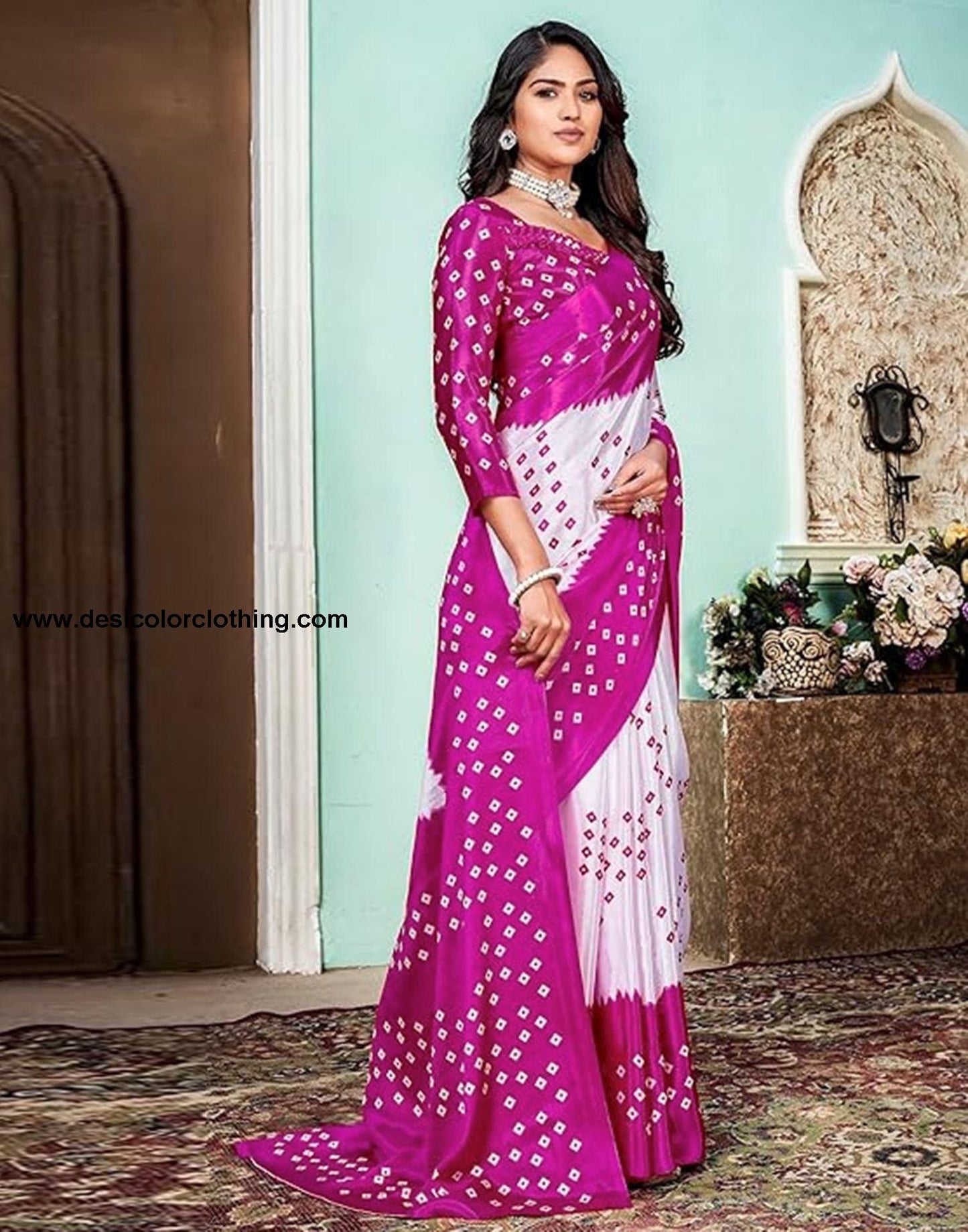 White Printed Chiffon Saree