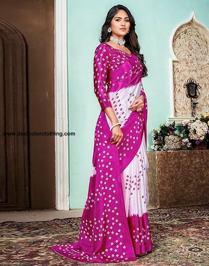 White Printed Chiffon Saree