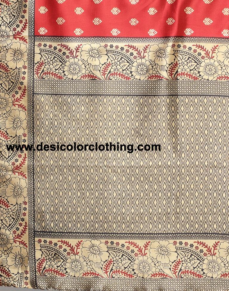 Red And Beige Silk Saree