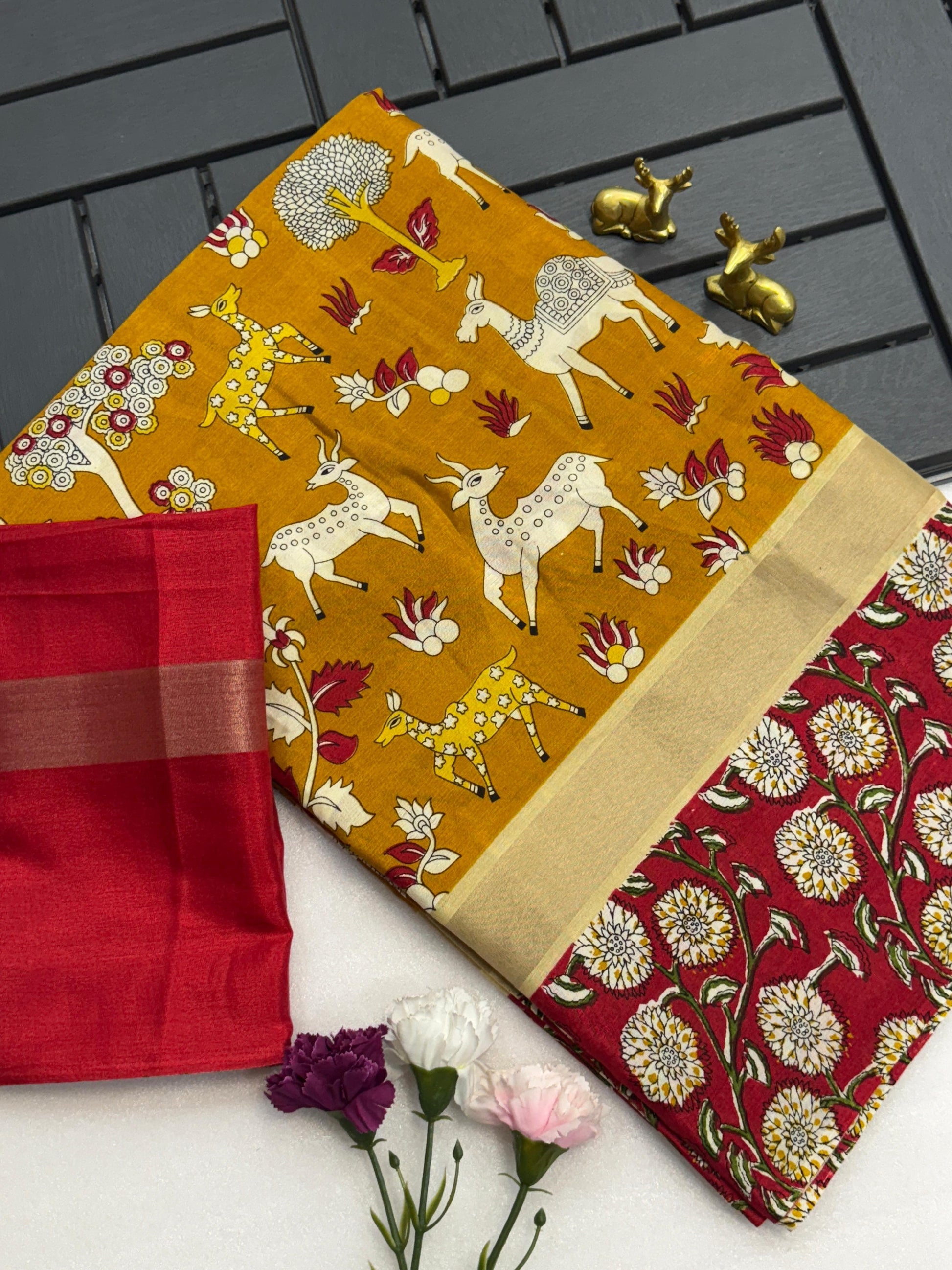 Product Image - Exclusive Designer Chanderi Silk Saree with Kalamkari Print