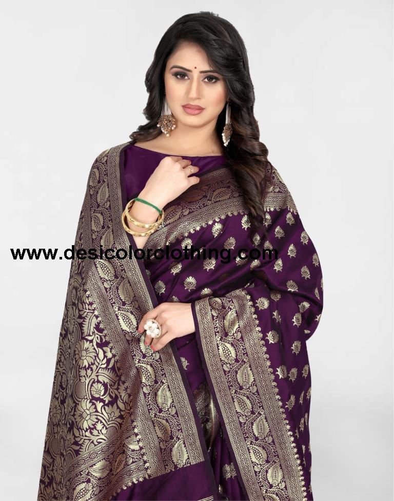 Purple Jacquard Banarasi Silk Saree