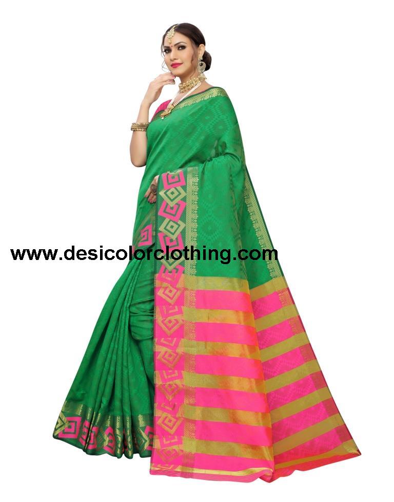 Green Banarasi Chanderi Saree
