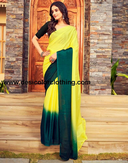 Yellow Chiffon Plain Ready To Wear