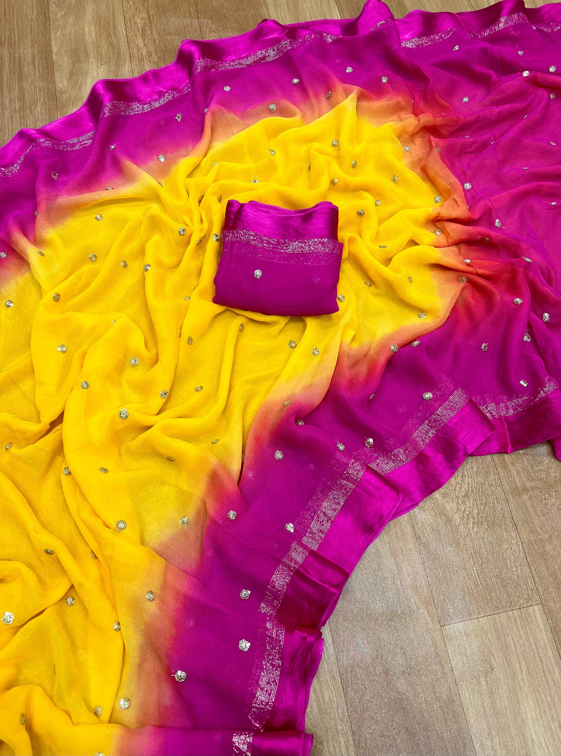 Product Image - Designer Georgette Pallu Saree with Sequins Work