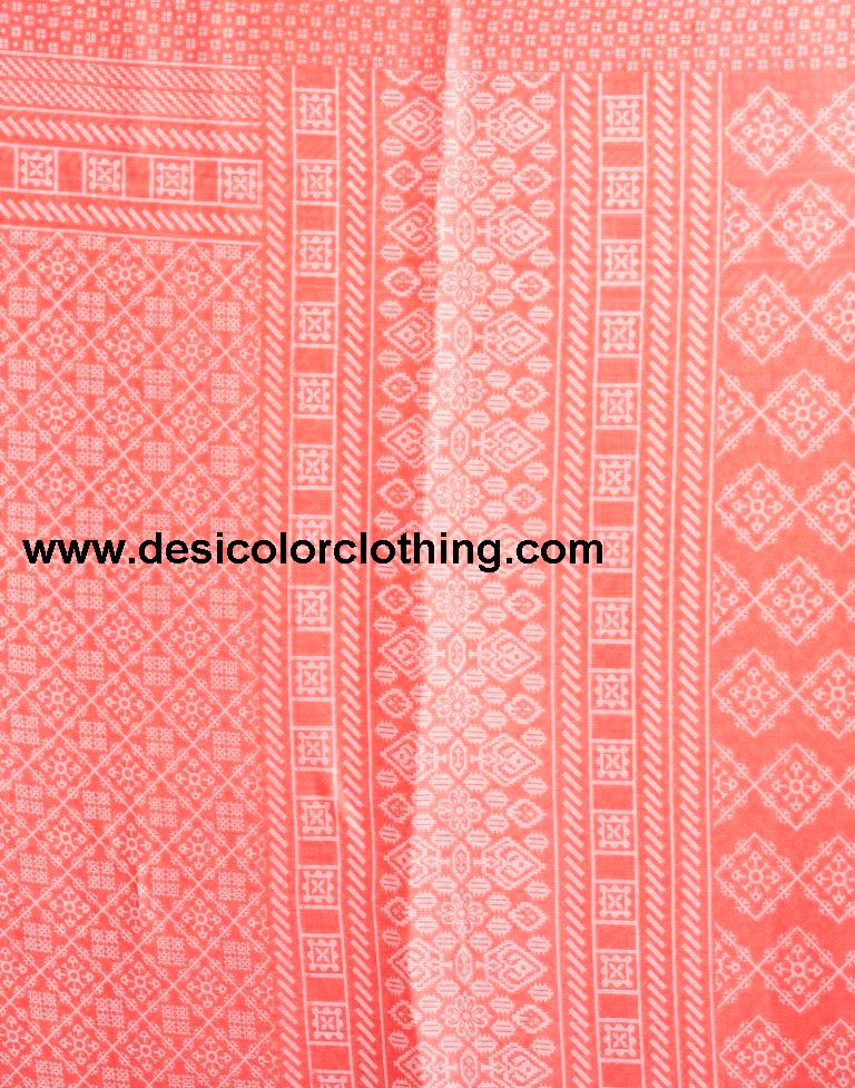 Peach Chiffon Printed  Saree