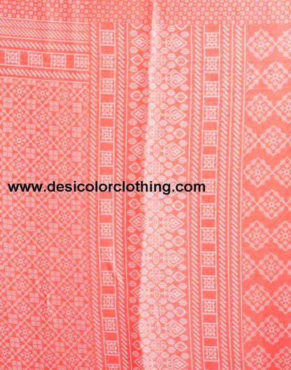 Peach Chiffon Printed  Saree