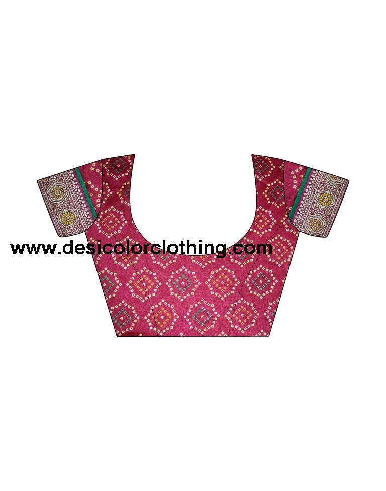 Dark Pink Chiffon Bandhani Saree