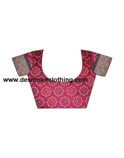 Dark Pink Chiffon Bandhani Saree