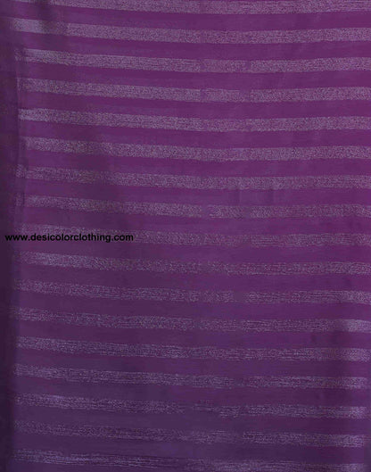 Dark Purple Chiffon Zari Plain Saree
