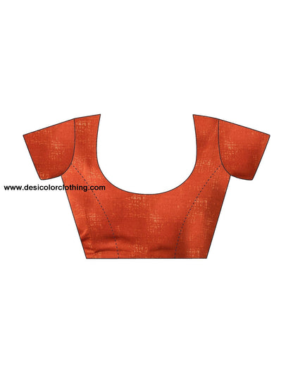 Rust Printed Georgette Saree