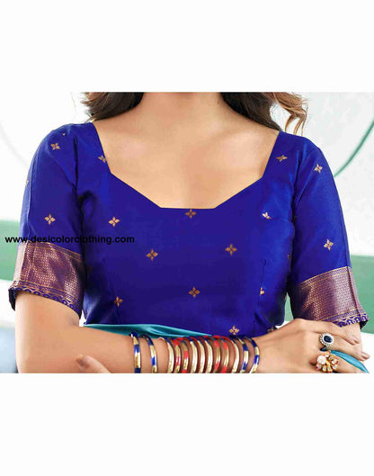 Blue Silk Woven Saree