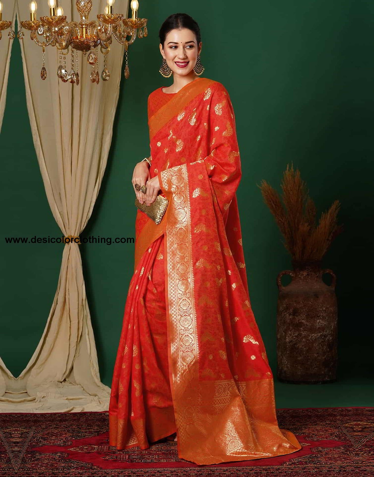 Red Banarasi Silk Woven Saree