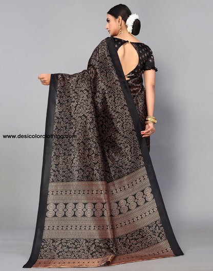 Black Silk Printed Saree