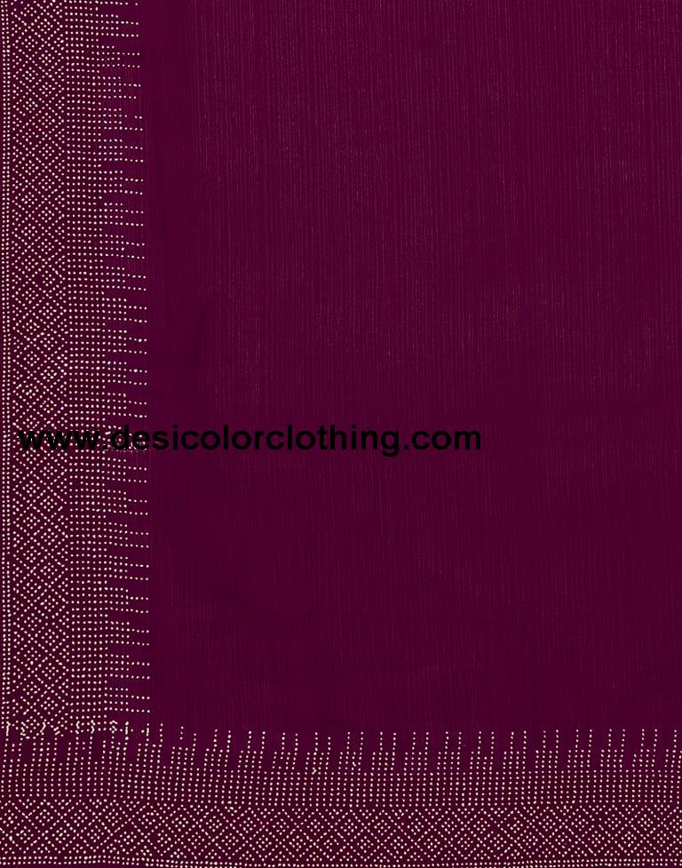 Wine Plain Georgette Saree