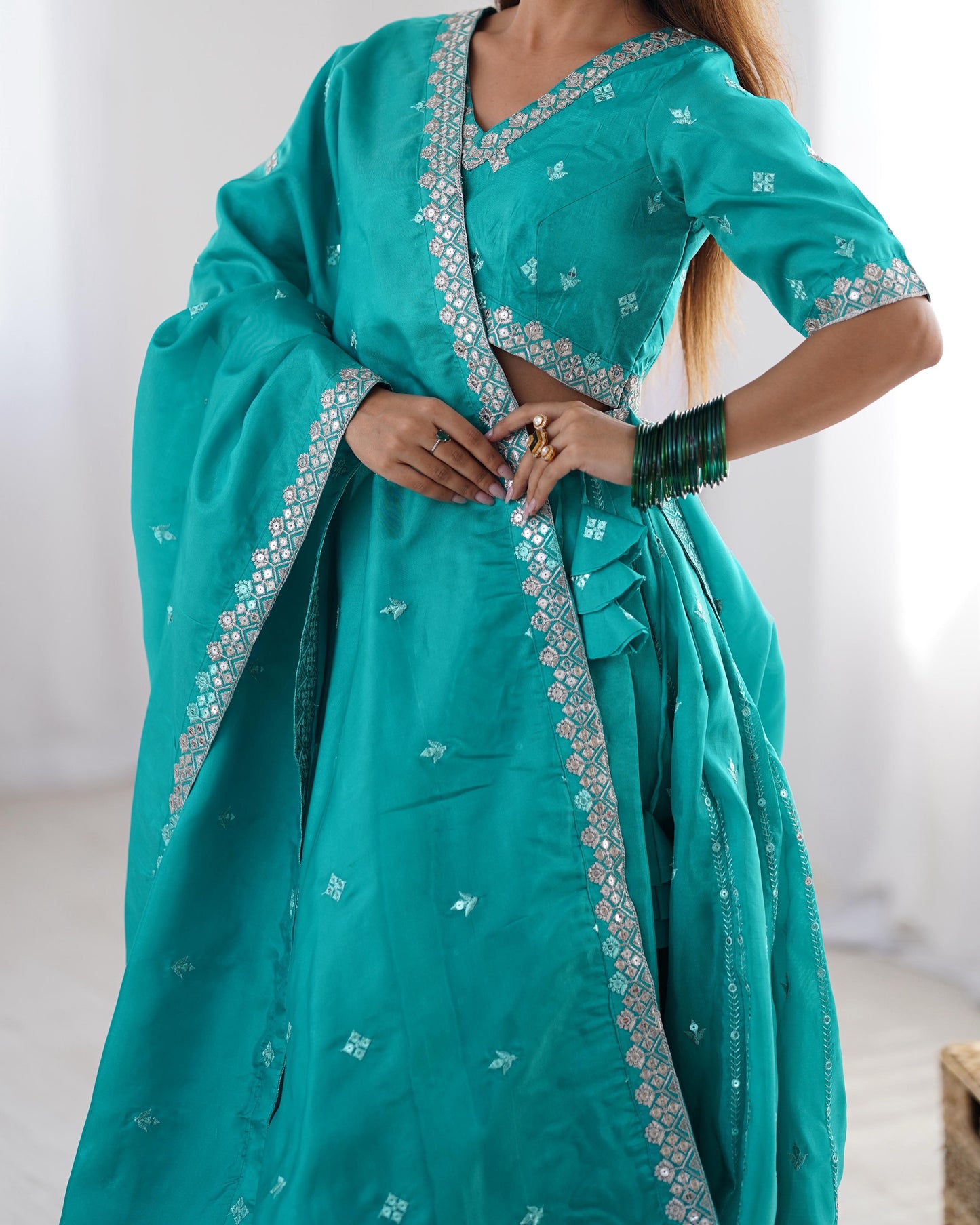 Product Image - Designer Lehengha - Shimmer Silk, Festival Ready