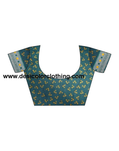 Turquoise Chiffon Bandhani Saree
