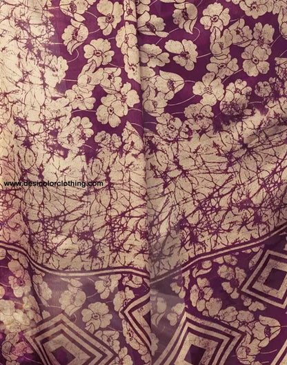Wine Chiffon Printed Saree