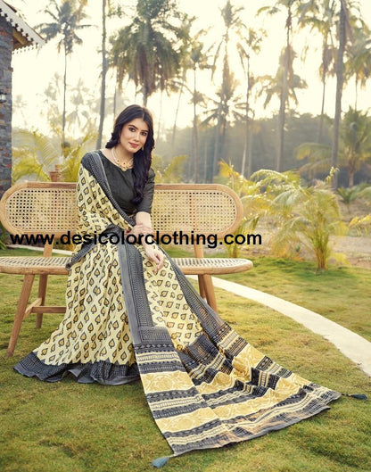 Pastel Yellow Cotton Printed Ready To Wear