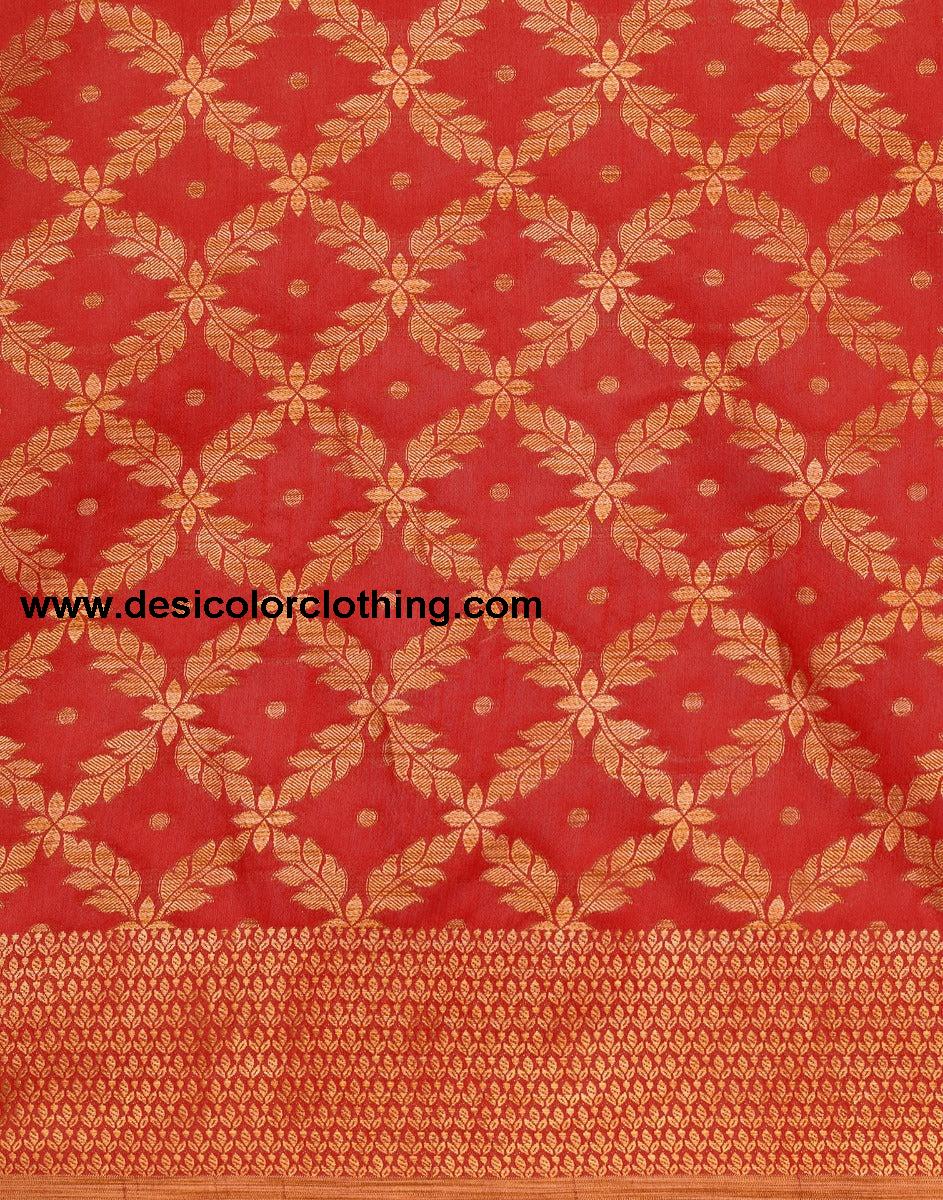 Red Coloured Banarasi Cotton Silk Saree