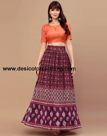 Wine Printed Lehenga Choli