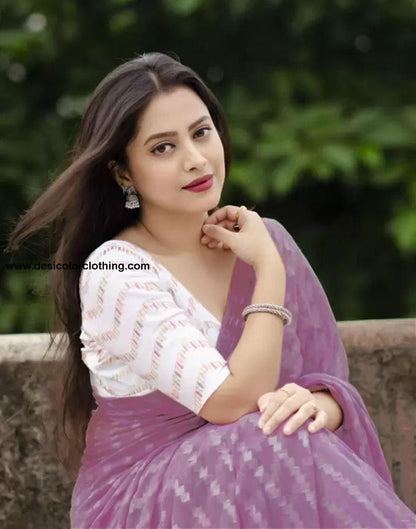Dusty Pink Plain Saree