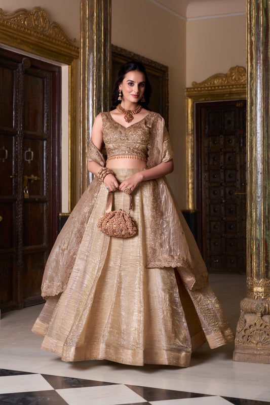 Product Image - Elegant Gold Crush Ethnic Lehenga Set