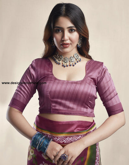 Raspberry Pink Floral Silk Saree