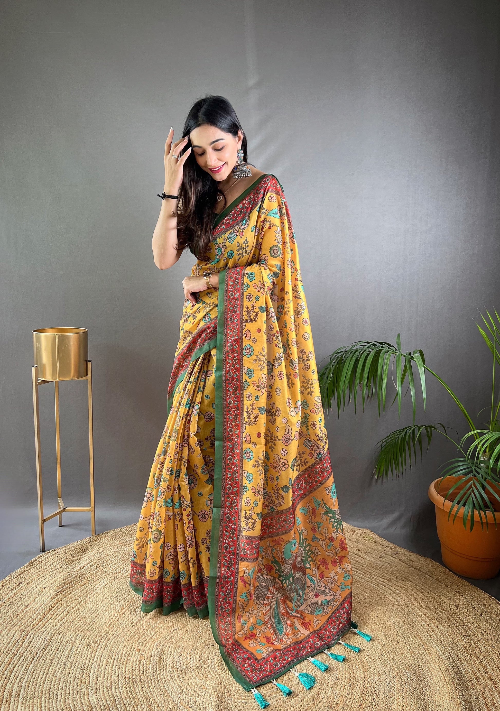 Product Image - Designer Malai Cotton Kalamkari Saree – Perfect Ethnic Wear