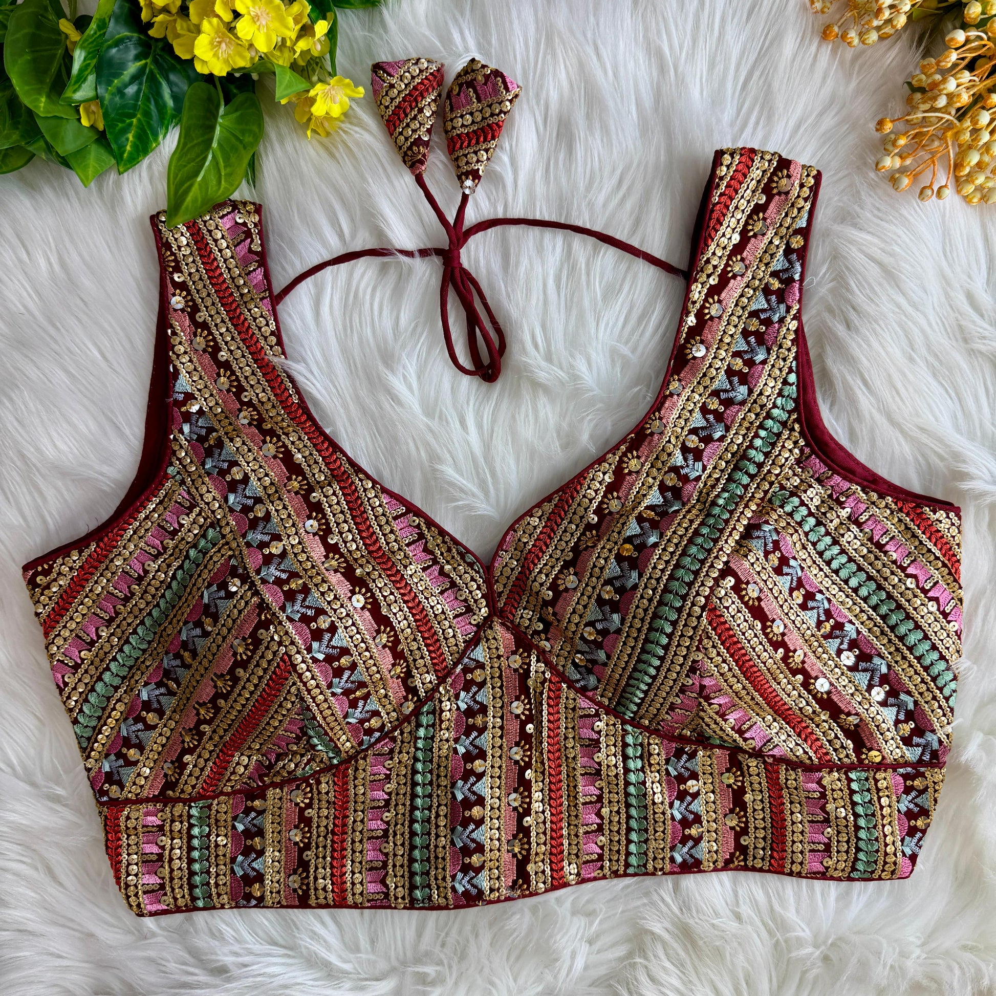Product Image - Designer Georgette Partywear Blouse with Multi-Thread Embroidery