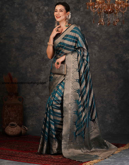 Blue Banarasi Silk Woven Saree