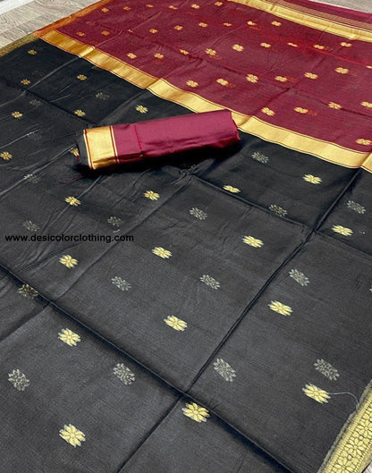 Black Silk Weaving Saree
