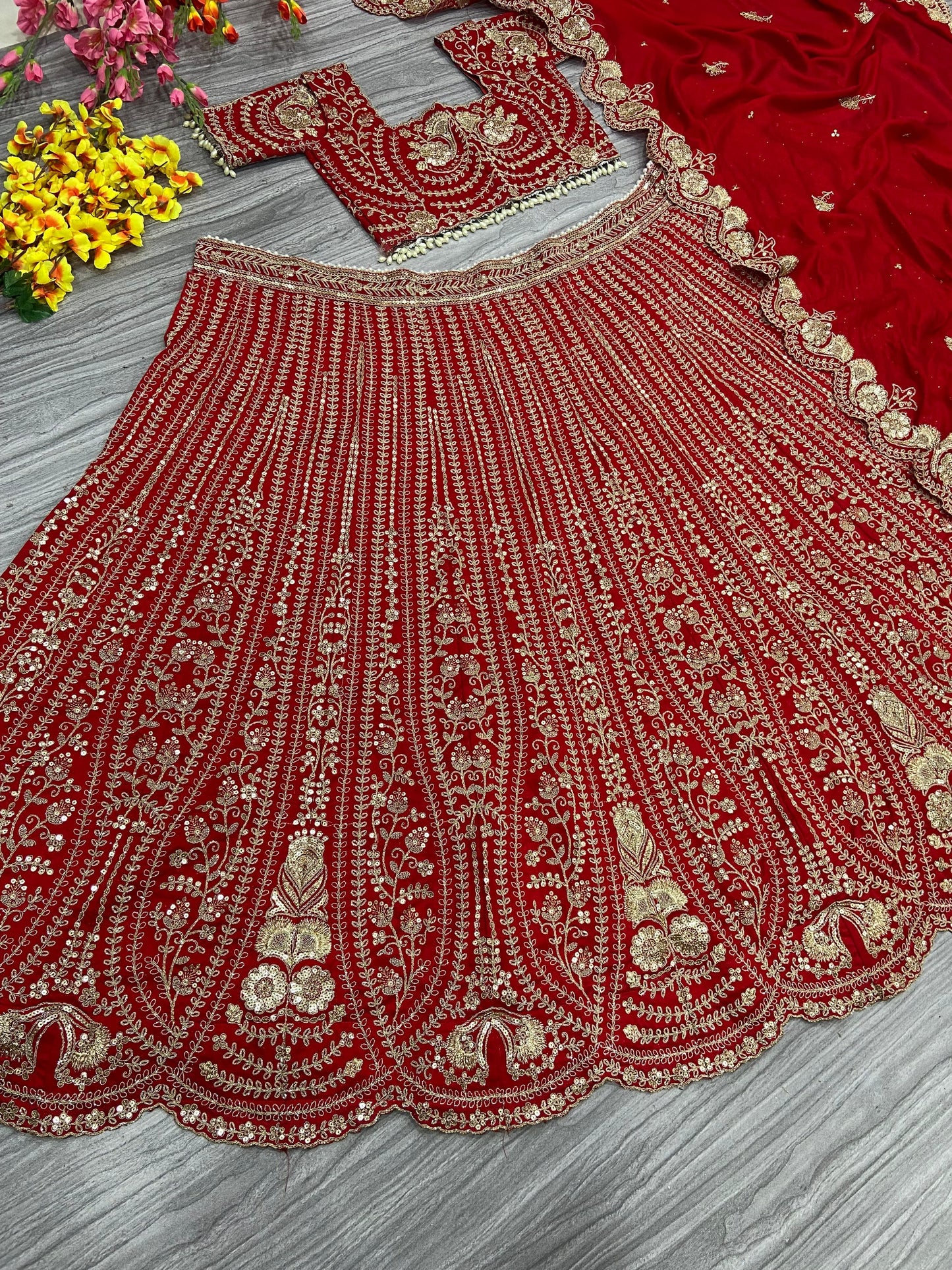 Product Image - Stunning Designer Lehenga Red