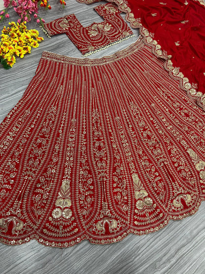 Product Image - Stunning Designer Lehenga Red