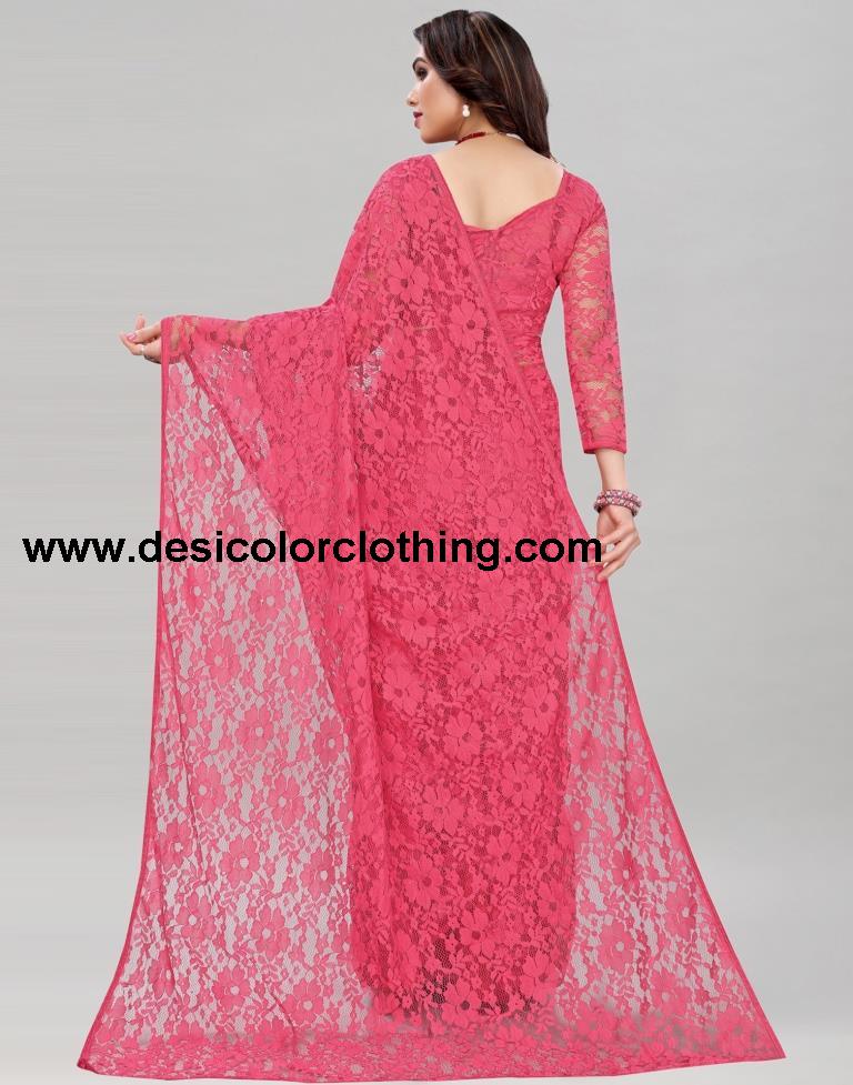 Rose Pink Coloured Russel Net Partywear saree