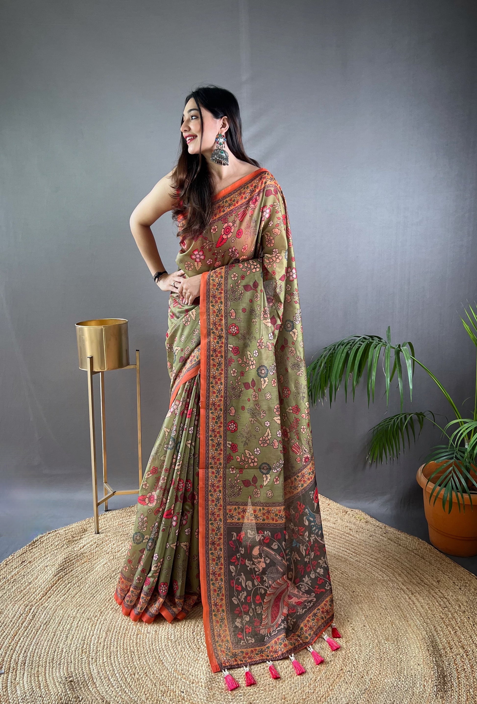 Product Image - Designer Malai Cotton Kalamkari Saree – Perfect Ethnic Wear