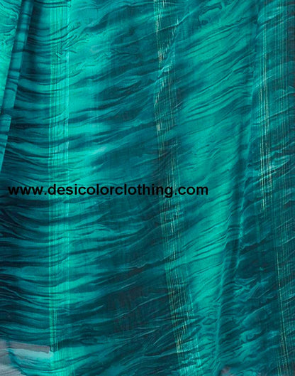 Turquoise Georgette Printed Ready to Wear Saree
