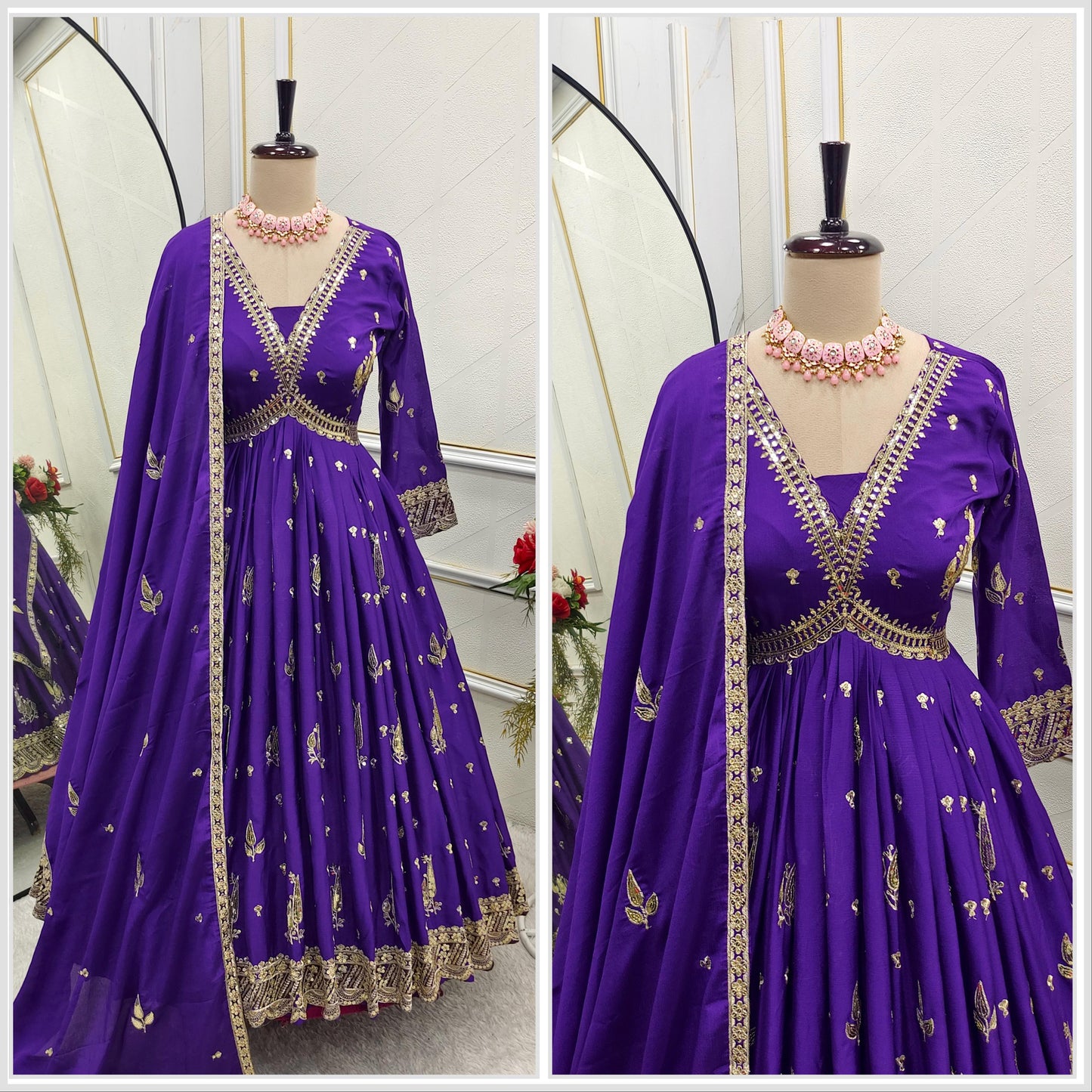 Product Image - New Aliya-Cut Gown-Pent Dupatta Set - Ready to Wear