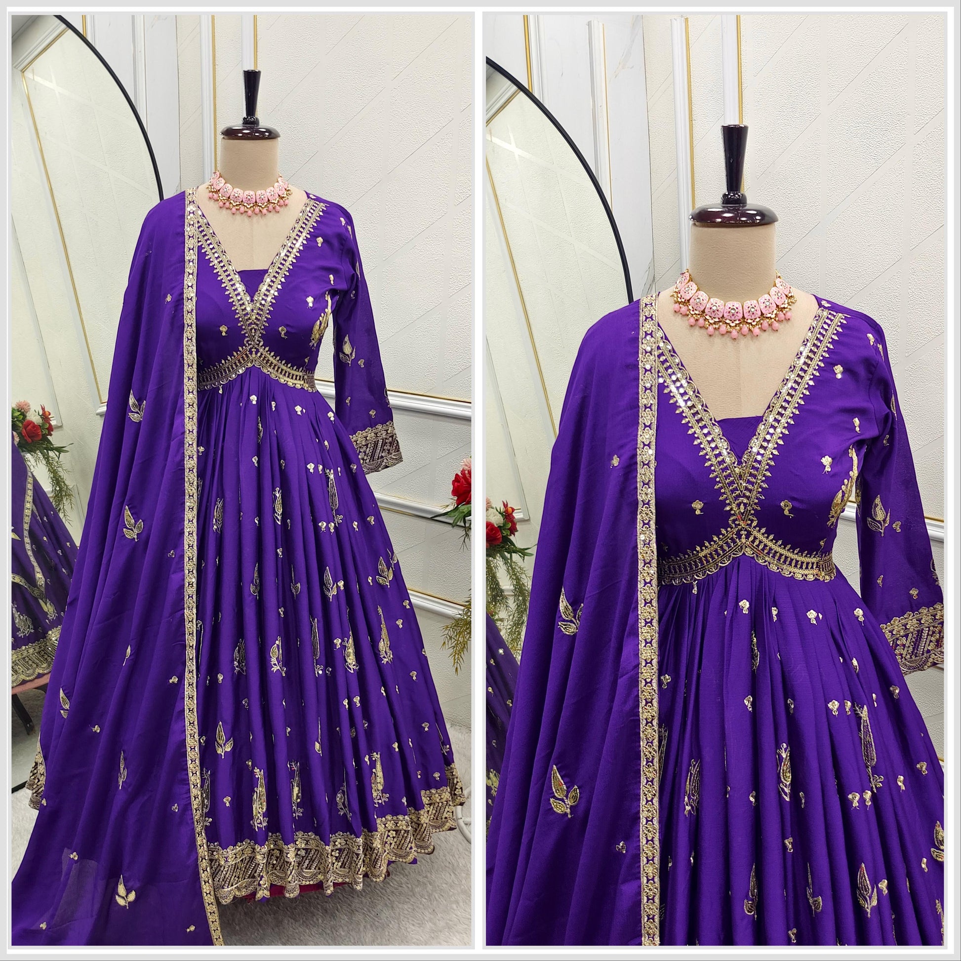 Product Image - New Aliya-Cut Gown-Pent Dupatta Set - Ready to Wear