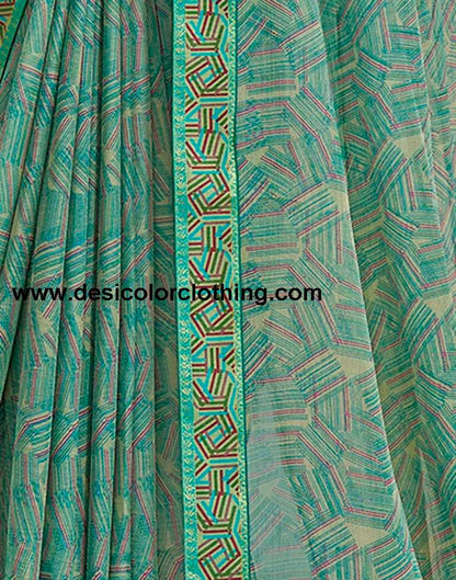 Dusty Green Chiffon Printed Saree