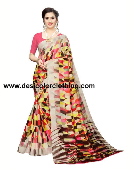 Beige Chanderi Silk Saree | 1379S7602