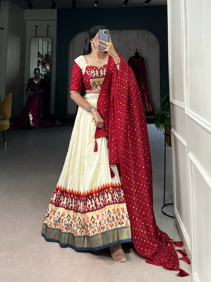 Product Image - Exquisite Printed Silk Lehenga Choli - Elevate Your Ethnic Wardrobe