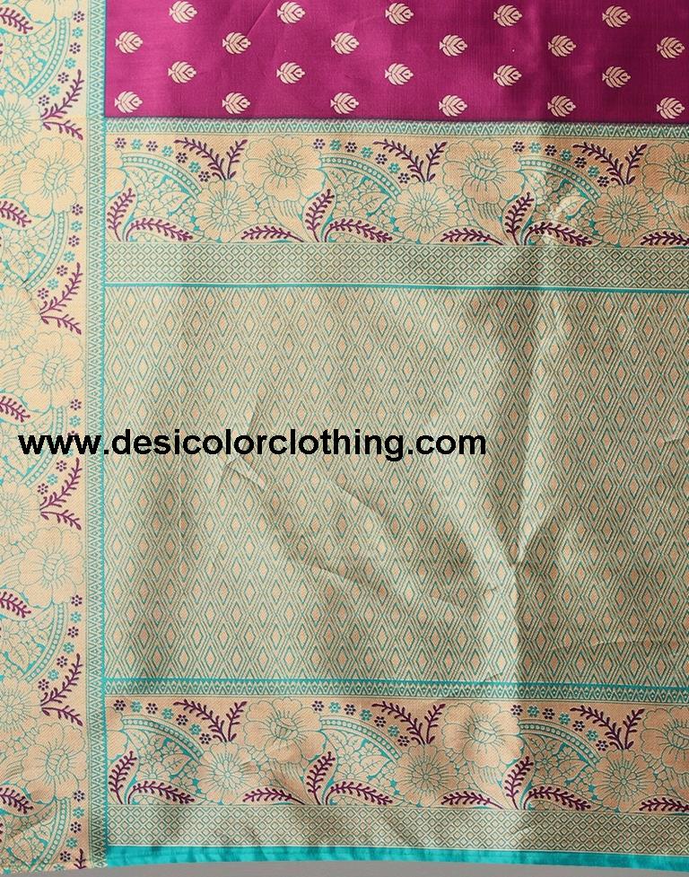 Wine And Beige Silk Saree