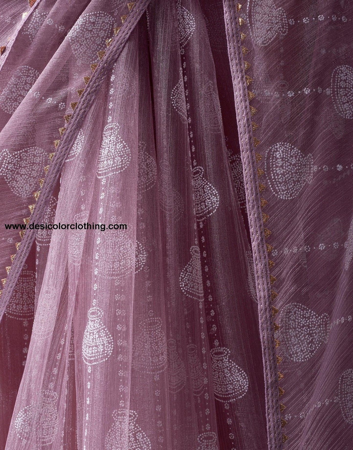 Opera Mauve Net Plain Saree