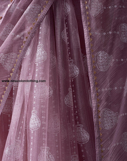 Opera Mauve Net Plain Saree