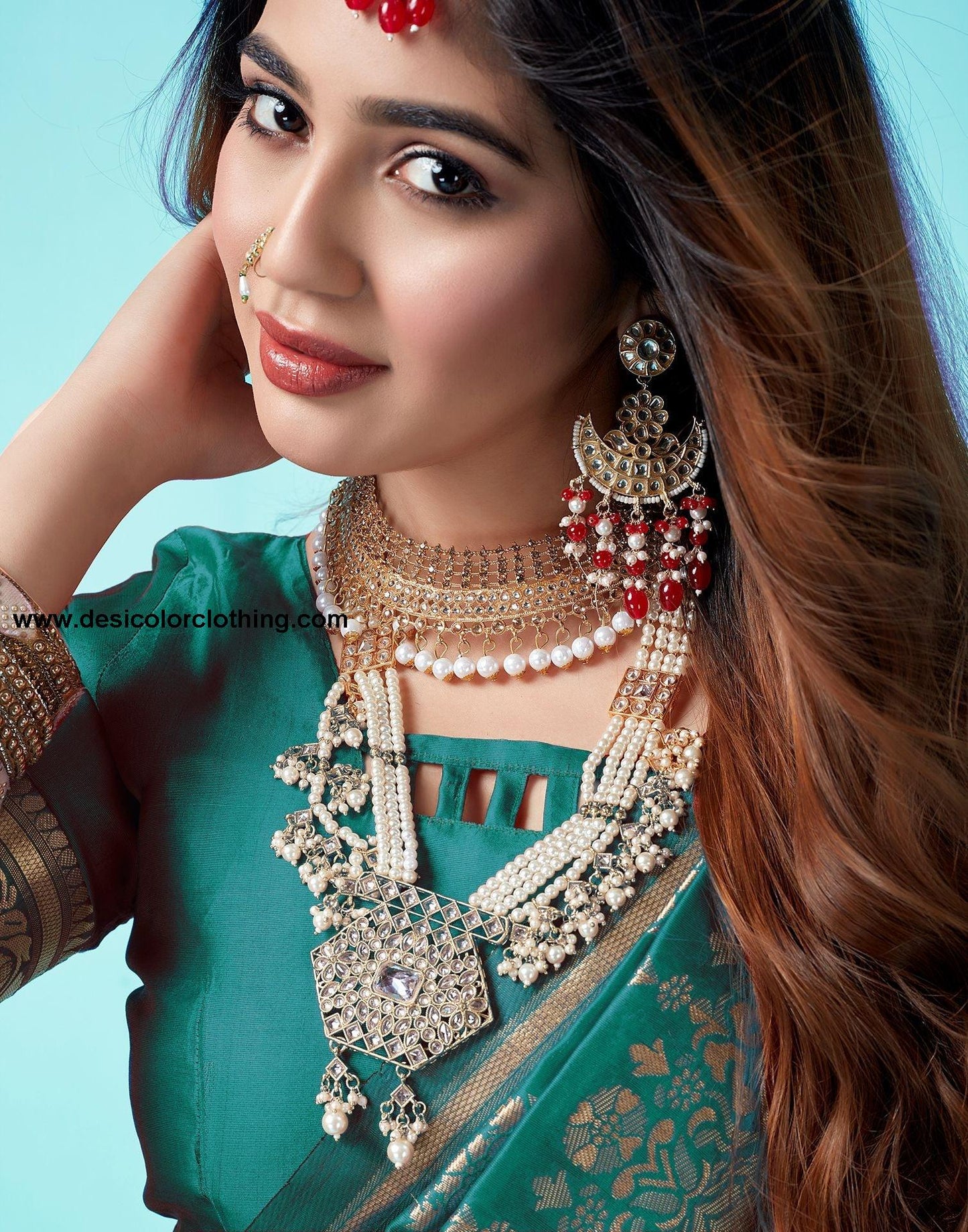 Rama Green Jacquard Silk Saree