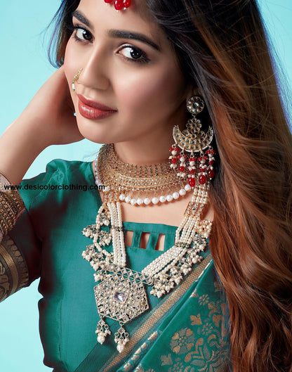 Rama Green Jacquard Silk Saree
