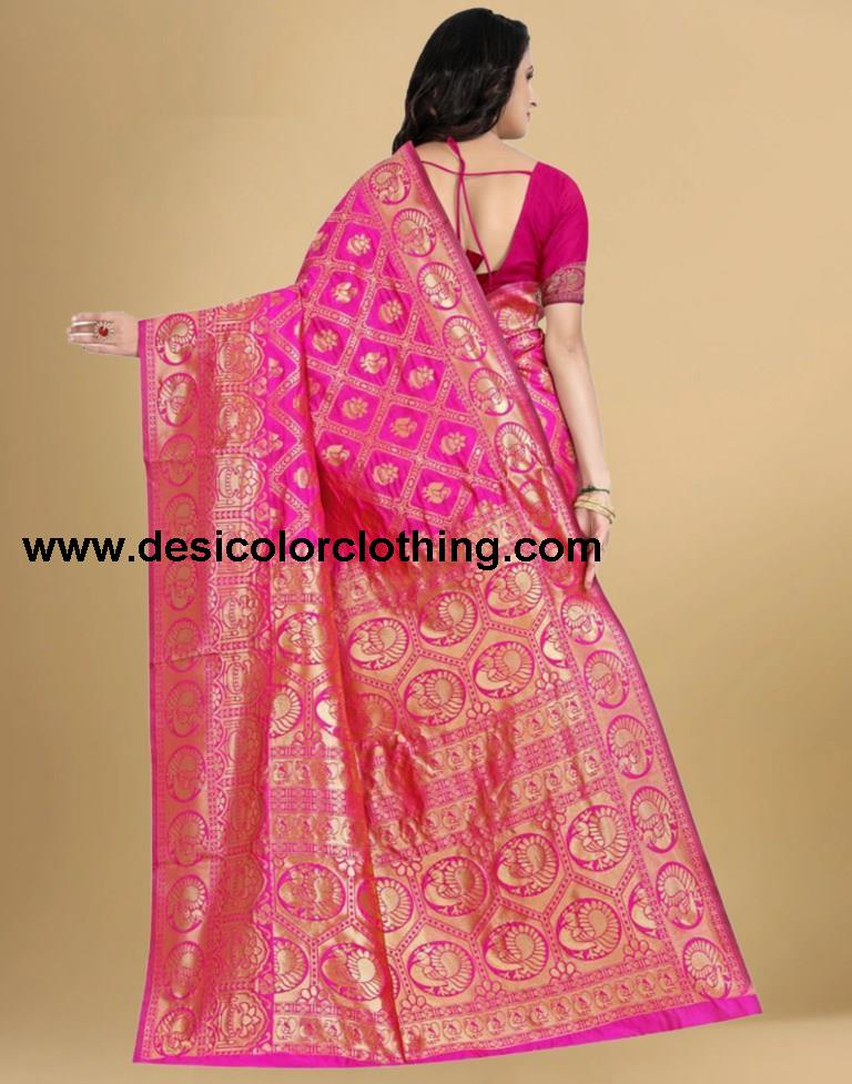 Pink Banarasi Silk Saree