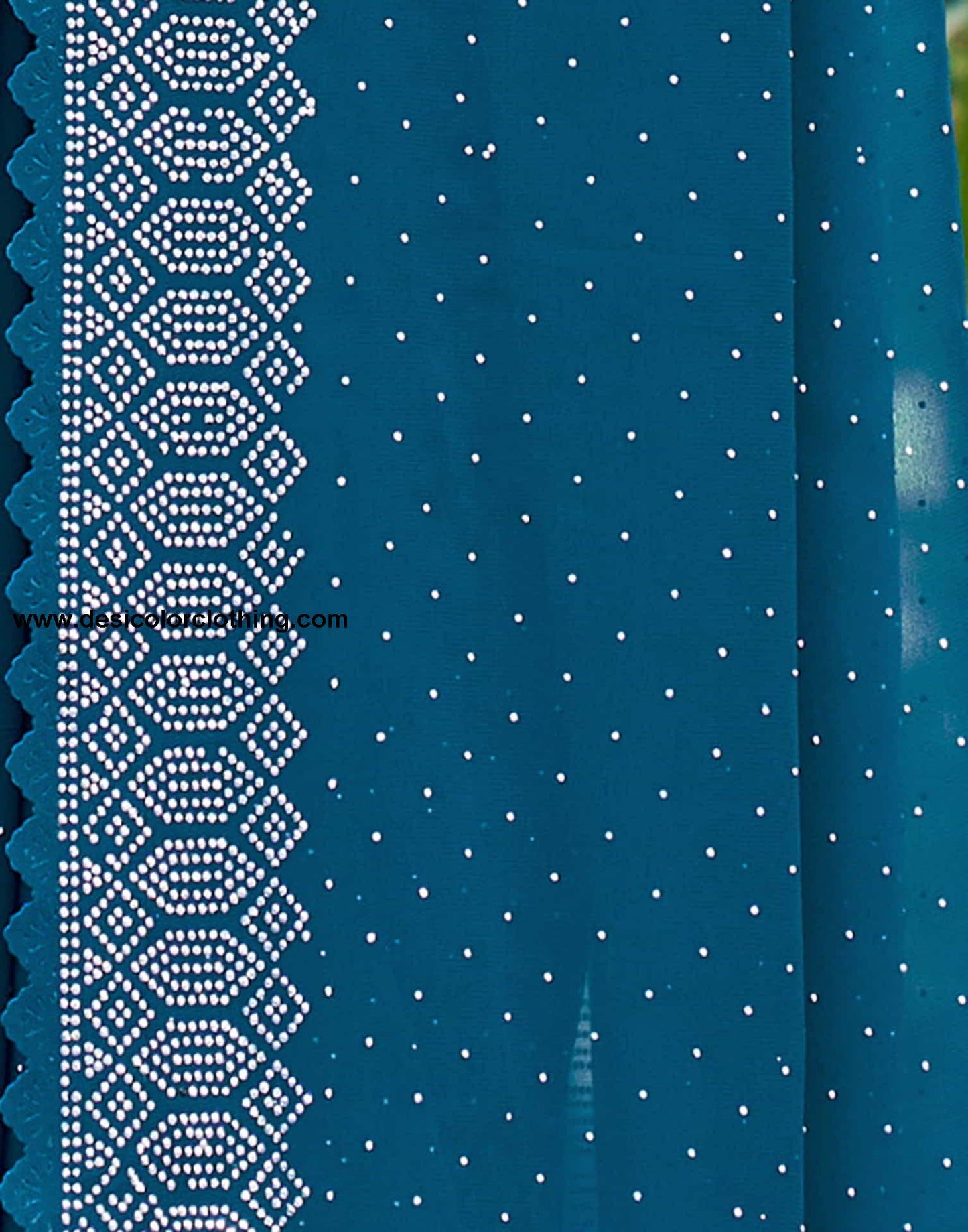 Blue Swarovski Georgette Stone Work Saree